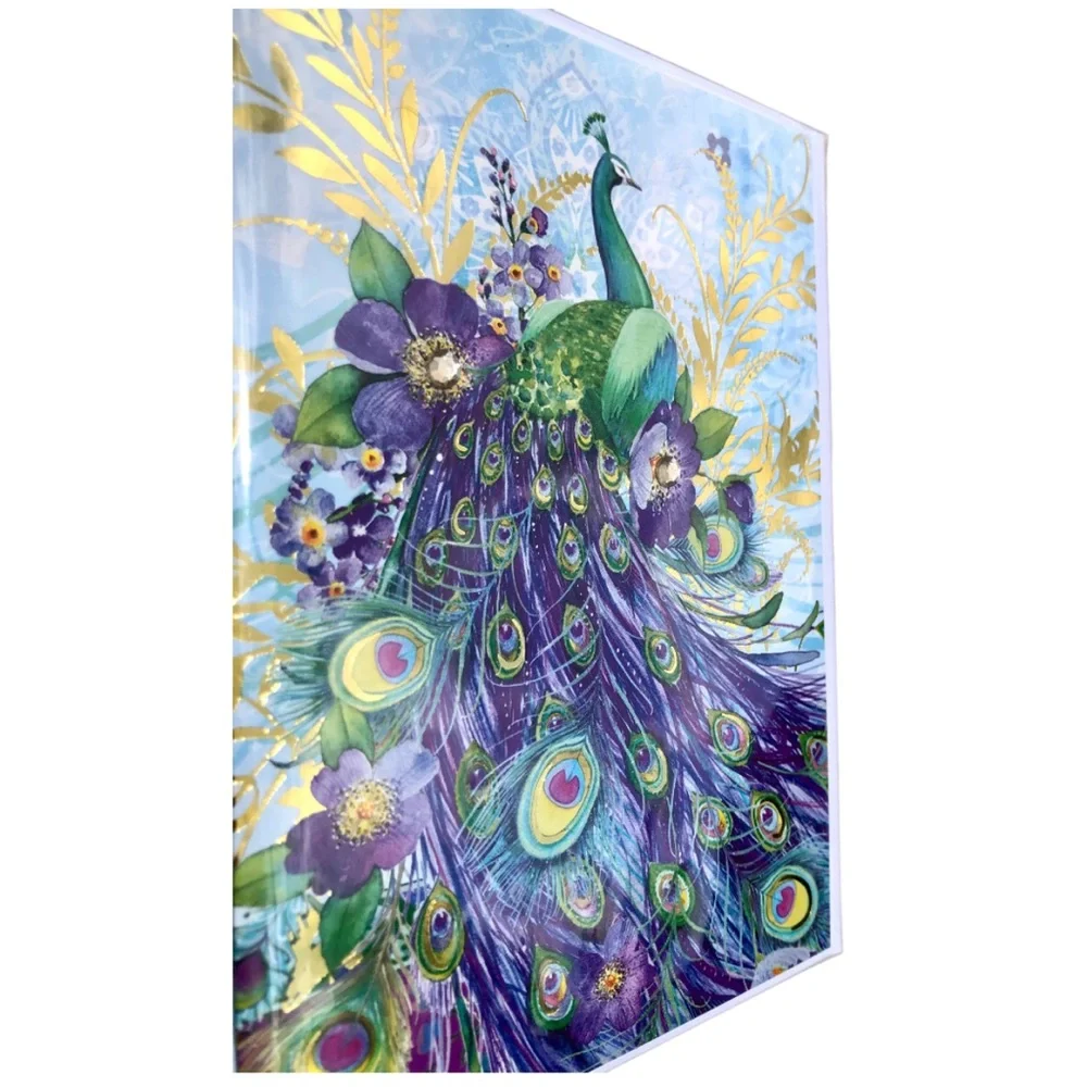 Punch Studio Single Peacock Foil Embellished Blank Card + Env + Seal (16935)